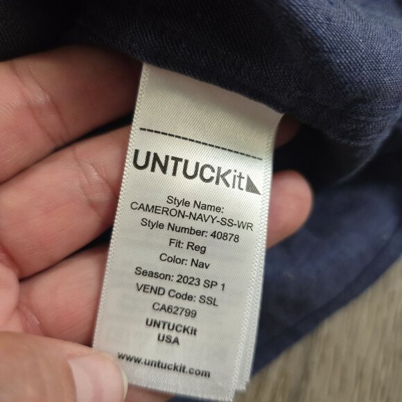 Untuckit Mens Cameron Navy size XX-Large Linen Short Sleeve button up shirt - Picture 5 of 7